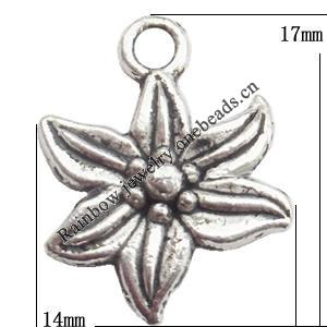 Zinc Alloy Jewelry Findings Lead-free, Pendant Flower 14x17mm hole=1.5mm Sold per pkg of 800