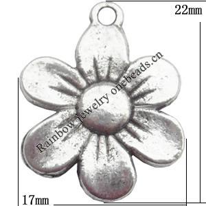 Zinc Alloy Jewelry Findings Lead-free, Pendant Flower 17x22mm hole=1mm Sold per pkg of 300