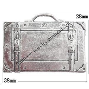 Zinc Alloy Jewelry Findings Lead-free, Pendant Rectangular 28x38mm hole=2mm Sold per pkg of 150
