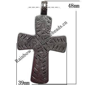 Zinc Alloy Jewelry Findings Lead-free, Pendant Cross 39x48mm hole=5mm Sold per pkg of 100