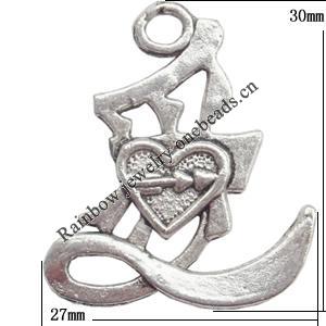 Zinc Alloy Jewelry Findings Lead-free, Pendant 27x30mm hole=3mm Sold per pkg of 250