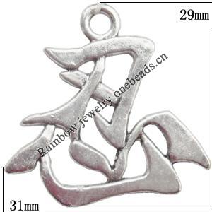 Zinc Alloy Jewelry Findings Lead-free, Pendant 31x29mm hole=3mm Sold per pkg of 300