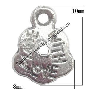 Zinc Alloy Jewelry Findings Lead-free, Pendant 8x10mm hole=1mm Sold per pkg of 2000