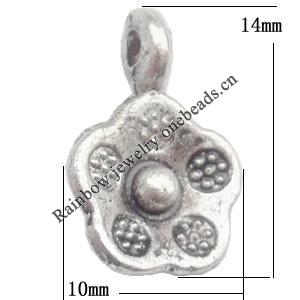 Zinc Alloy Jewelry Findings Lead-free, Pendant Flower 14x10mm hole=2mm Sold per pkg of 1000