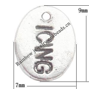 Zinc Alloy Jewelry Findings Lead-free, Pendant Flat Oval 7x9mm hole=0.5mm Sold per pkg of 5000