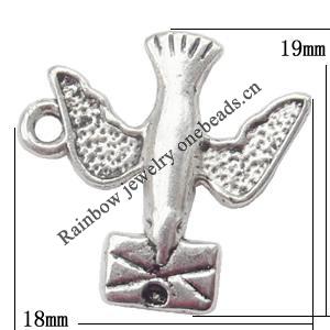 Zinc Alloy Jewelry Findings Lead-free, Pendant 18x19mm hole=2mm Sold per pkg of 500