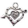Zinc Alloy Jewelry Findings Lead-free, Pendant Heart 24x27mm hole=3mm Sold per pkg of 500