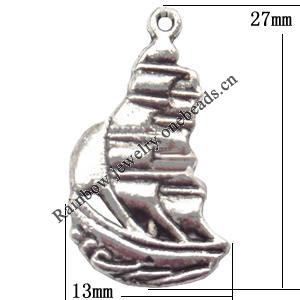 Pendant. Fashion Zinc Alloy jewelry findings. Boat 22x13mm. Sold by Bag
