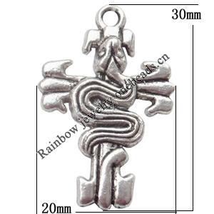 Zinc Alloy Jewelry Findings Lead-free, Pendant Cross 30x20mm hole=2mm Sold per pkg of 400