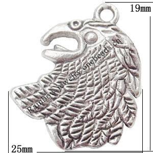 Zinc Alloy Jewelry Findings Lead-free, Pendant Animal Head 25x19mm hole=2mm Sold per pkg of 500