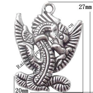 Zinc Alloy Jewelry Findings Lead-free, Pendant Animal 27x20mm hole=2mm Sold per pkg of 300