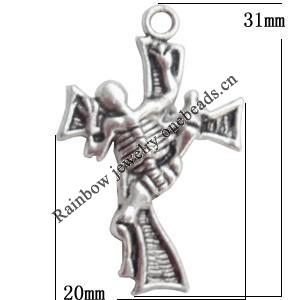 Zinc Alloy Jewelry Findings Lead-free, Pendant Cross 31x20mm hole=2mm Sold per pkg of 500