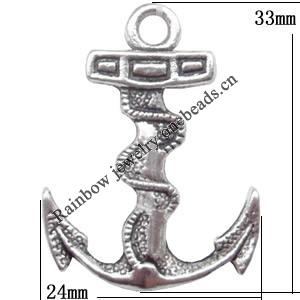 Pendant. Fashion Zinc Alloy jewelry findings. Anchor 32x25mm. Sold by Bag