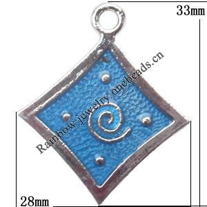Zinc Alloy Jewelry Findings Lead-free, Pendant Square 28x33mm hole=3mm Sold per pkg of 200