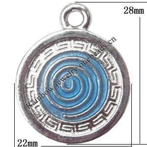 Zinc Alloy Jewelry Findings Lead-free, Pendant Flat Round 22x28mm hole=3mm Sold per pkg of 200