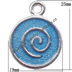 Zinc Alloy Jewelry Findings Lead-free, Pendant Flat Round 19x25mm hole=3mm Sold per pkg of 200