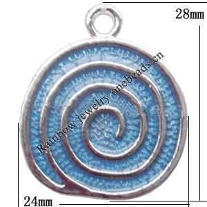 Zinc Alloy Jewelry Findings Lead-free, Pendant Flat Round 28x24mm hole=3mm Sold per pkg of 200