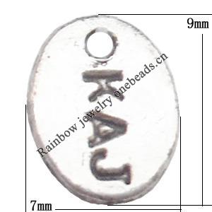 Zinc Alloy Jewelry Findings Lead-free, Pendant Flat Oval 0.5x7x9mm hole=1mm Sold per pkg of 5000