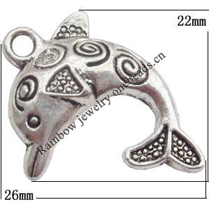 Zinc Alloy Jewelry Findings Lead-free, Pendant Heart 26x22mm hole=2.5mm Sold per pkg of 200