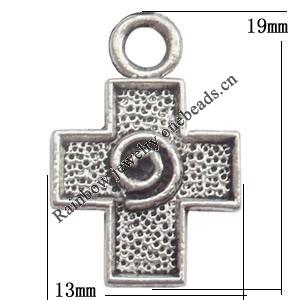 Zinc Alloy Jewelry Findings Lead-free, Pendant Cross 19x13mm hole=3mm Sold per pkg of 600