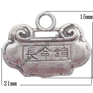 Zinc Alloy Jewelry Findings Lead-free, Pendant 21x15mm hole=3mm Sold per pkg of 400