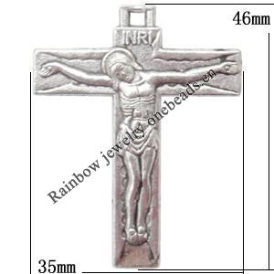 Zinc Alloy Jewelry Findings Lead-free, Pendant Cross 46x35mm hole=3mm Sold per pkg of 150