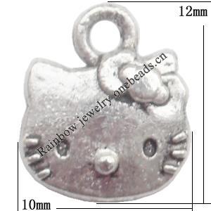 Zinc Alloy Jewelry Findings  Lead-free, Pendant Animal Head 10x12mm hole=1.5mm Sold per pkg of 1000