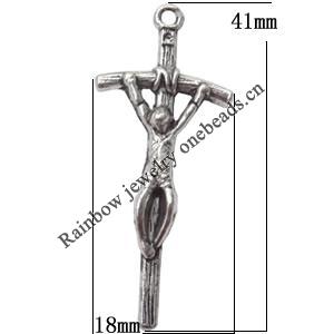 Zinc Alloy Jewelry Findings  Lead-free, Pendant Cross 41x18mm hole=1.5mm Sold per pkg of 400