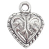 Zinc Alloy Jewelry Findings  Lead-free, Pendant Heart 11x14mm hole=1.5mm Sold per pkg of 1000