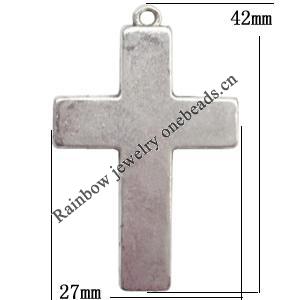 Zinc Alloy Jewelry Findings  Lead-free, Pendant Cross 42x27x4mm hole=1.5mm Sold per pkg of 150