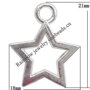 Zinc Alloy Jewelry Findings  Lead-free, Pendant Hollow Star 18x21mm hole=3mm Sold per pkg of 300