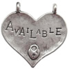 Zinc Alloy Jewelry Findings  Lead-free, Pendant Heart 29x30mm hole=1mm Sold per pkg of 300