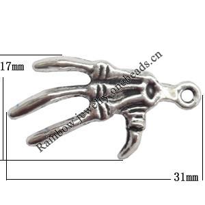 Zinc Alloy Jewelry Findings  Lead-free, Pendant 17x31mm hole=1.5mm Sold per pkg of 400