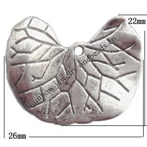 Zinc Alloy Jewelry Findings  Lead-free, Pendant 26x22mm hole=1mm Sold per pkg of 500
