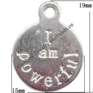 Zinc Alloy Jewelry Findings  Lead-free, Pendant Flat Round 15x19mm hole=1.5mm Sold per pkg of 700