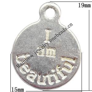 Zinc Alloy Jewelry Findings  Lead-free, Pendant Flat Round 15x19mm hole=2mm Sold per pkg of 700