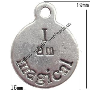 Zinc Alloy Jewelry Findings  Lead-free, Pendant Flat Round 15x19mm hole=2mm Sold per pkg of 700