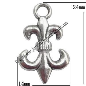 Zinc Alloy Jewelry Findings  Lead-free, Pendant 14x24mm hole=3mm Sold per pkg of 400