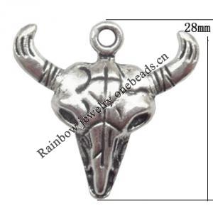 Zinc Alloy Jewelry Findings  Lead-free, Pendant Animal Head 28x28mm hole=2mm Sold per pkg of 300