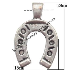 Zinc Alloy Jewelry Findings  Lead-free, Pendant 18x28mm hole=2mm Sold per pkg of 300