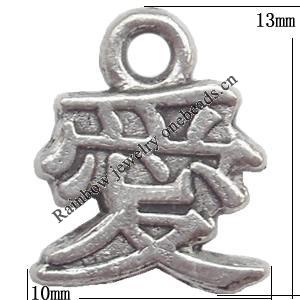 Zinc Alloy Jewelry Findings  Lead-free, Pendant 10x13mm hole=1.5mm Sold per pkg of 1000