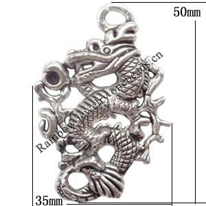 Zinc Alloy Jewelry Findings  Lead-free, Pendant Animal 35x50mm hole=3mm Sold per pkg of 80