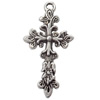 Zinc Alloy Jewelry Findings  Lead-free, Pendant Cross 25x48mm hole=2mm Sold per pkg of 200