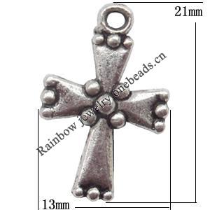 Zinc Alloy Jewelry Findings  Lead-free, Pendant Cross 21x13mm hole=1mm Sold per pkg of 700