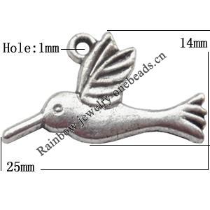 Zinc Alloy Jewelry Findings  Lead-free, Pendant Animal 25x14mm hole=1mm Sold per pkg of 700