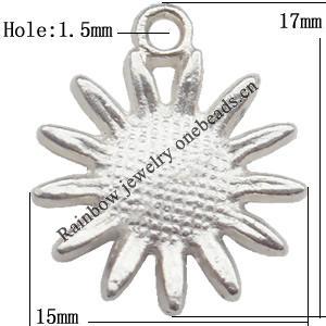 Zinc Alloy Jewelry Findings  Lead-free, Pendant Flower 15x17mm hole=1.5mm Sold per pkg of 600