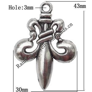 Zinc Alloy Jewelry Findings  Lead-free, Pendant 43x30mm hole=3mm Sold per pkg of 150