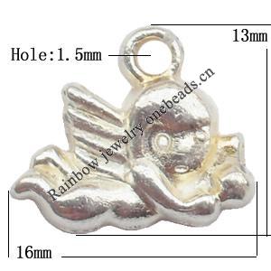 Zinc Alloy Jewelry Findings  Lead-free, Pendant Angel 16x13mm hole=1.5mm Sold per pkg of 600