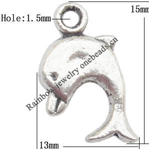 Zinc Alloy Jewelry Findings  Lead-free, Pendant Animal 13x15mm hole=1.5mm Sold per pkg of 1000