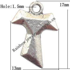 Zinc Alloy Jewelry Findings  Lead-free, Pendant Cross 13x17mm hole=1.5mm Sold per pkg of 700